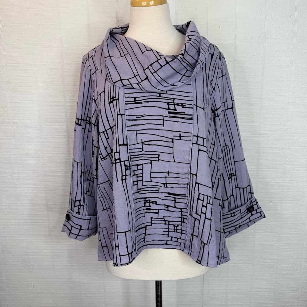 Habitat clothes to live in purple black cowl neck long sleeved top women's small